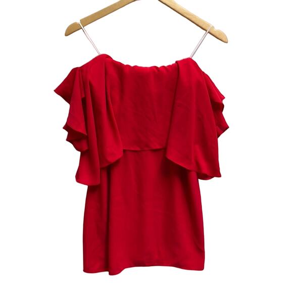 AMANDA UPRICHARD Brentwood Off The Shoulder Lipstick Red Mini Dress Size M - Picture 1 of 10